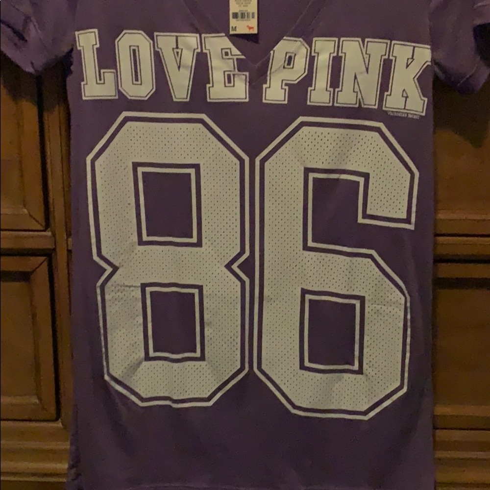 Purple V-Neck Victoria Secret Love Pink Shirt